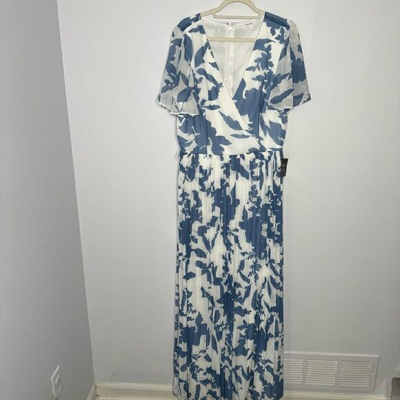 soieblu blue floral pleated maxi dress size XL - Picture 1 of 6